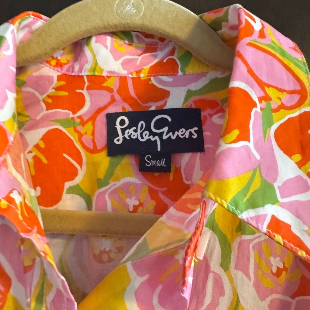 Lesley Evers Floral Blouse - Pink, Orange, Green
